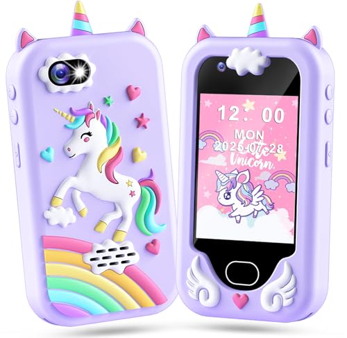 Lapare Kids Smart Phone Toy for Girls 28 Touchscreen Toddler Learning Play Toy Phone with Dual Camera Game Music Player 32GB SD Card Christmas Birthday Gifts for Girls Age 310Purple - Image 1
