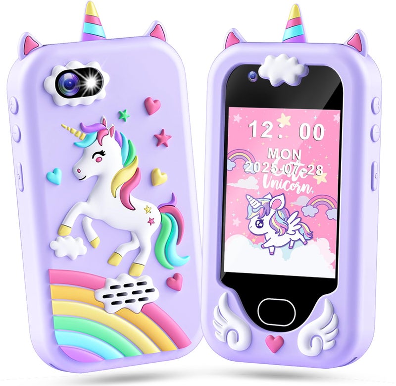 Lapare Kids Smart Phone Toy for Girls 28 Touchscreen Toddler Learning Play Toy Phone with Dual Camera Game Music Player 32GB SD Card Christmas Birthday Gifts for Girls Age 310Purple - Image 3