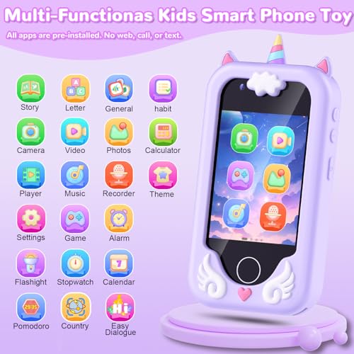 Lapare Kids Smart Phone Toy for Girls 28 Touchscreen Toddler Learning Play Toy Phone with Dual Camera Game Music Player 32GB SD Card Christmas Birthday Gifts for Girls Age 310Purple - Image 5