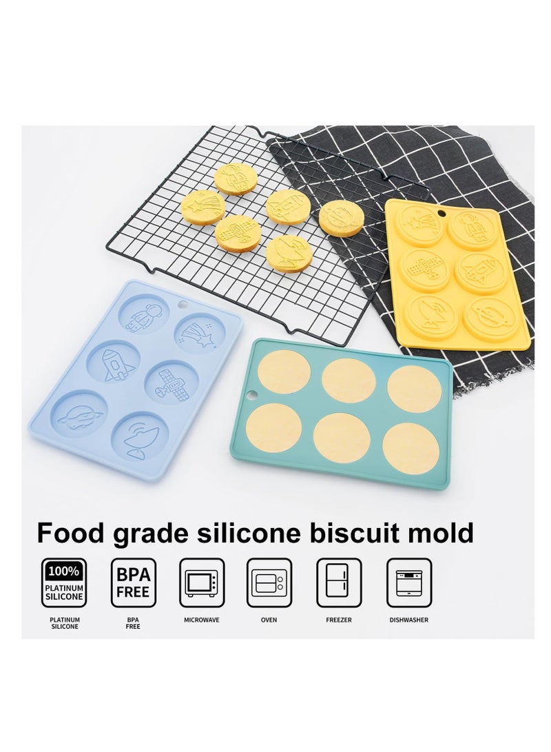 SYOSI Space Theme Cookie Mold, 4Pcs Silicone Baking Pan, Food-Grade Silicone, Durable and Long-Lasting, Great for Making Muffin Cakes, Soap, Cupcake, Pudding, Jello (Rocket Astronaut, Satellite, Meteor) - Image 3