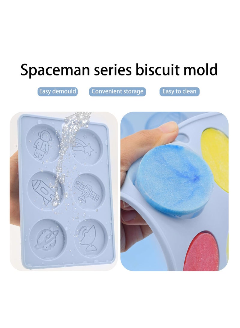 SYOSI Space Theme Cookie Mold, 4Pcs Silicone Baking Pan, Food-Grade Silicone, Durable and Long-Lasting, Great for Making Muffin Cakes, Soap, Cupcake, Pudding, Jello (Rocket Astronaut, Satellite, Meteor) - Image 4