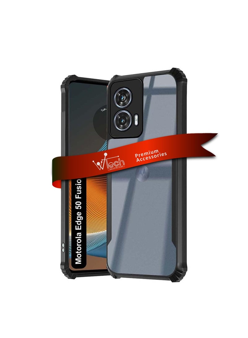 دبليو تيك موتورولا إيدج 50 فيوجن / موتورولا S50 نيو / موتورولا موتو G85 5G 2024 هايبرد TPU سيليكون مع مصدات درع مرتفعة غطاء حافظة رفيع - أسود - Image 1