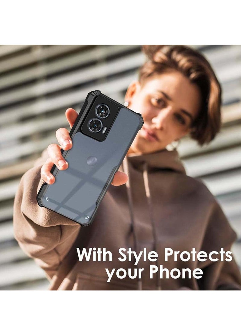 دبليو تيك موتورولا إيدج 50 فيوجن / موتورولا S50 نيو / موتورولا موتو G85 5G 2024 هايبرد TPU سيليكون مع مصدات درع مرتفعة غطاء حافظة رفيع - أسود - Image 4