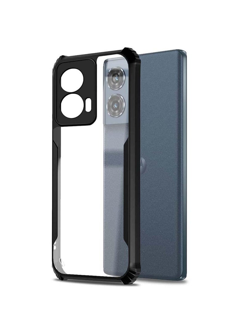 دبليو تيك موتورولا إيدج 50 فيوجن / موتورولا S50 نيو / موتورولا موتو G85 5G 2024 هايبرد TPU سيليكون مع مصدات درع مرتفعة غطاء حافظة رفيع - أسود - Image 2