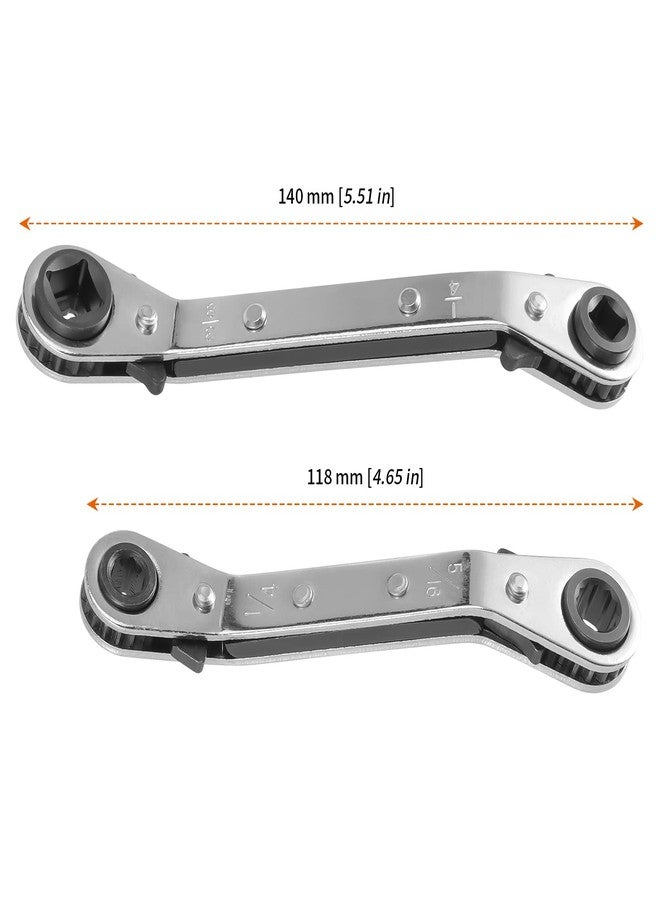 HOZEON 4 PCS HVAC Service Wrench Tools, Ratcheting Curved Wrench with Hex Bit Adapter, Refrigeration Service Wrench Set for Equipment Repair, 3/8" to 1/4", 5/16" x 1/4" - Image 2