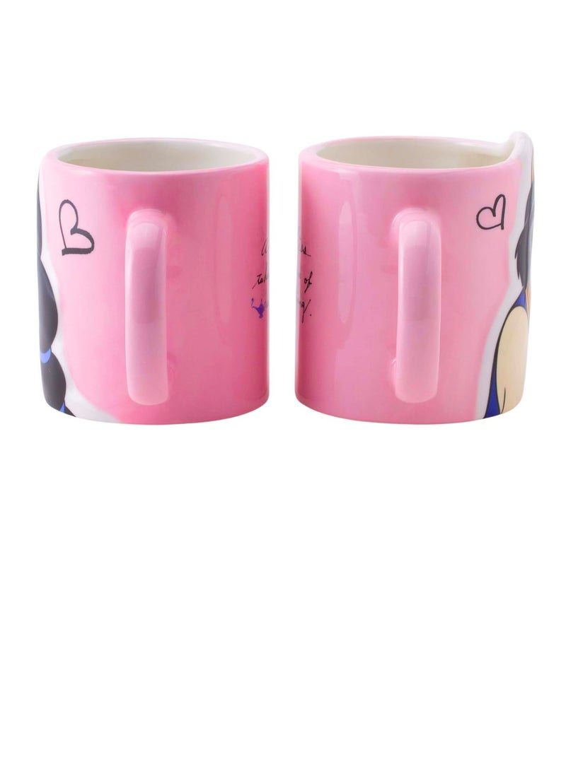 Aladdin & Jasmine Couple Mug Set – Pink Ceramic Coffee Cups for Lovers, Cartoon Tea & Coffee Mug Gift - Image 2