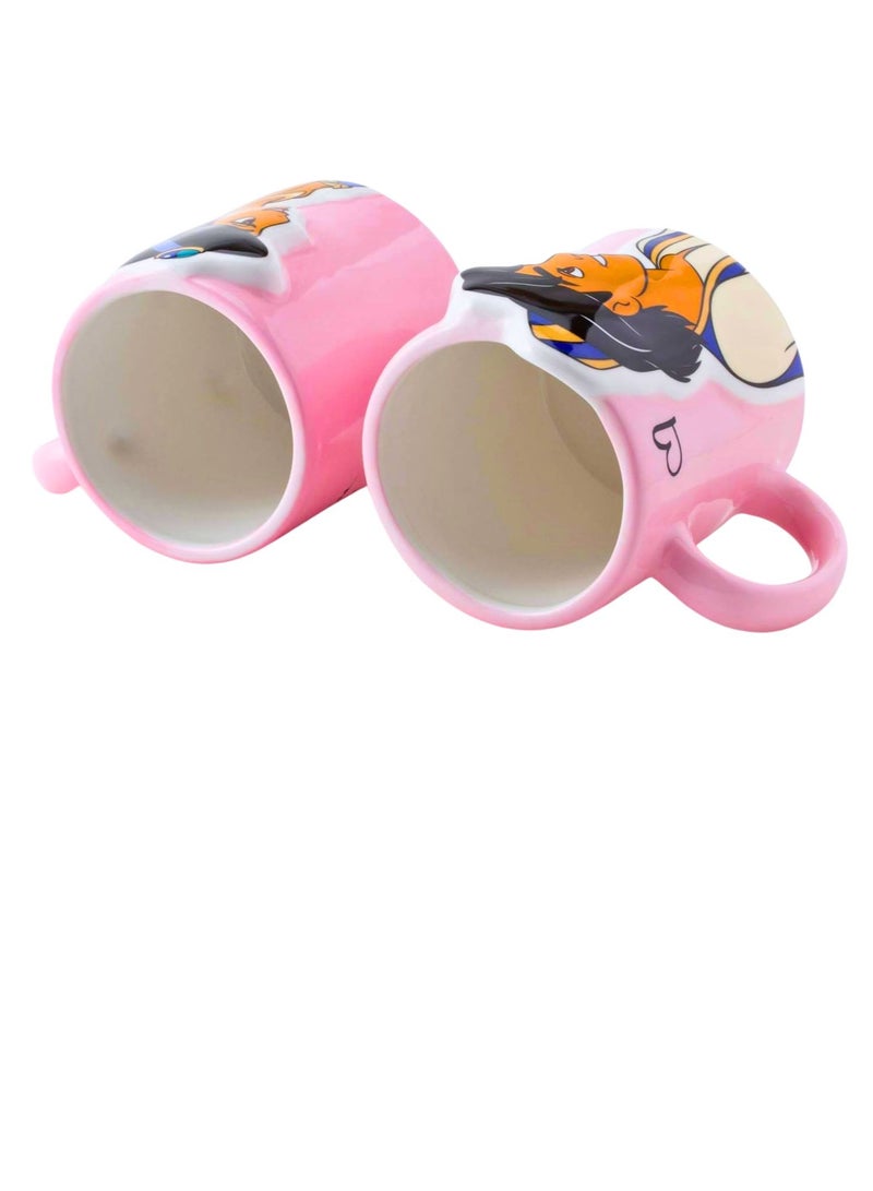Aladdin & Jasmine Couple Mug Set – Pink Ceramic Coffee Cups for Lovers, Cartoon Tea & Coffee Mug Gift - Image 3
