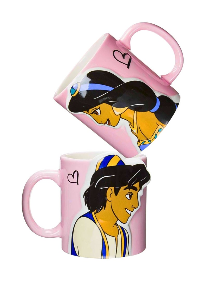 Aladdin & Jasmine Couple Mug Set – Pink Ceramic Coffee Cups for Lovers, Cartoon Tea & Coffee Mug Gift - Image 4