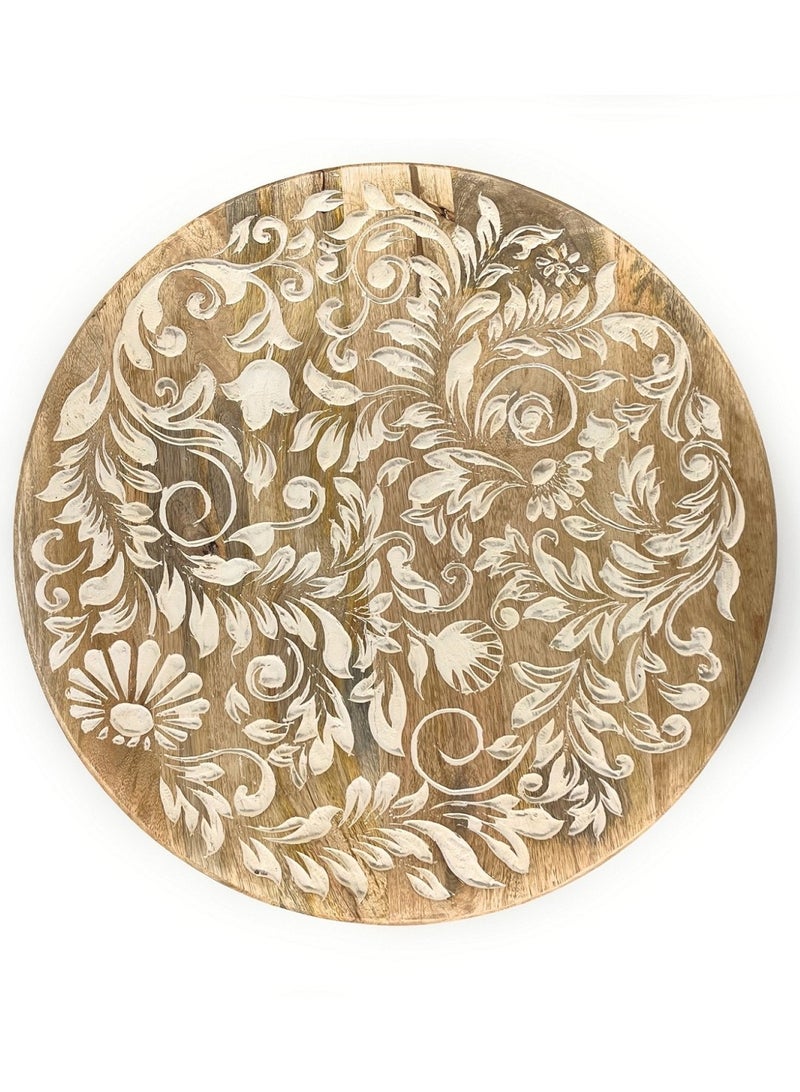 Souq DESIGNS طاولة جانبية دائرية ريفية - طاولة جانبية خشبية من الخيزران لغرفة النوم، بجانب السرير، طاولة قهوة، غرفة المعيشة - طاولات جانبية صغيرة قابلة للطي للديكور الداخلي والخارجي قطر 50 سم وارتفاع 50 سم  - Image 5