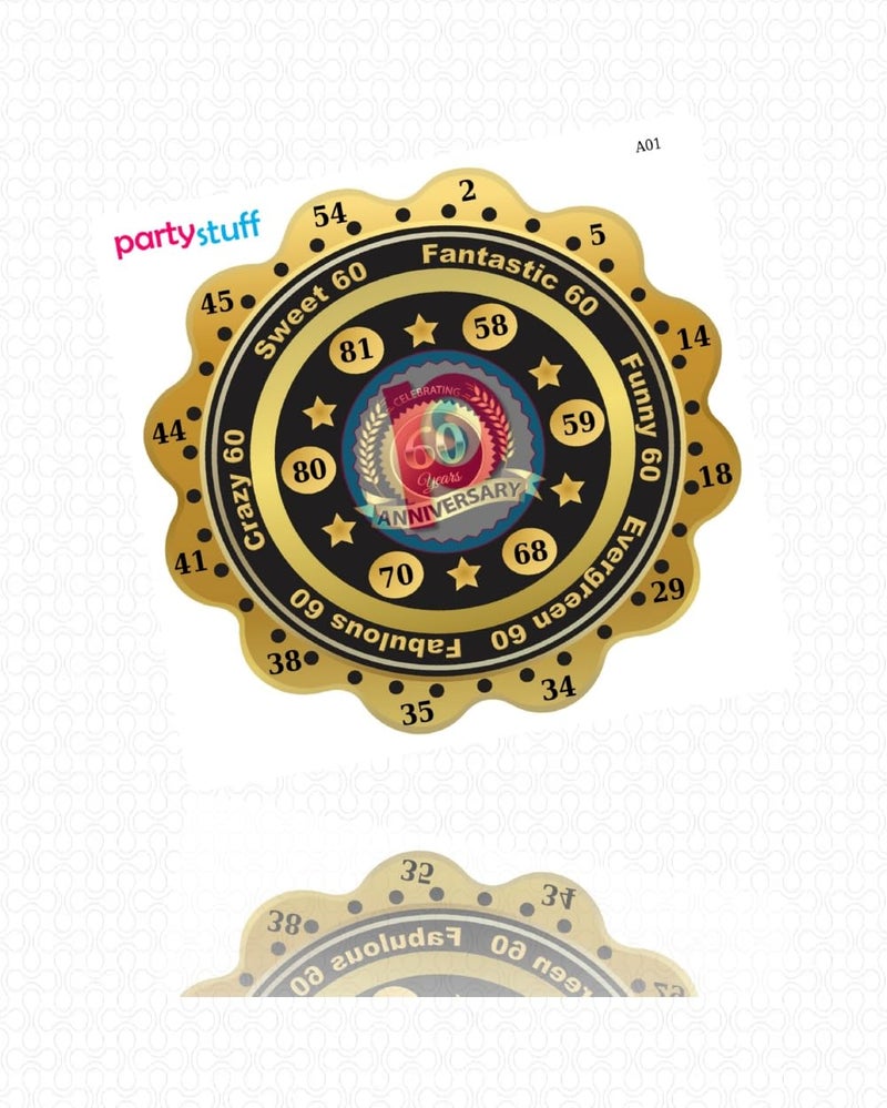 PartyStuff Tambola Housie - Golden Black Anniversary 60th kukuba (18 Piece) - Image 2