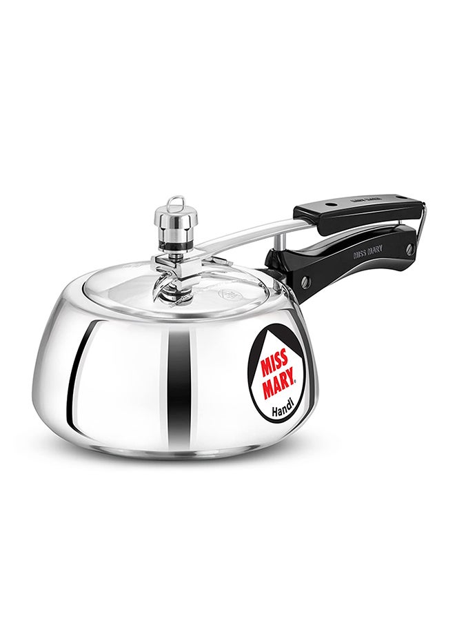 Hawkins 2Liters Miss Mary Handi Inner Lid Aluminium Pressure Cooker, Small Cooker,Gas Stovetop Compatible (Mmh20) Silver  - Image 1