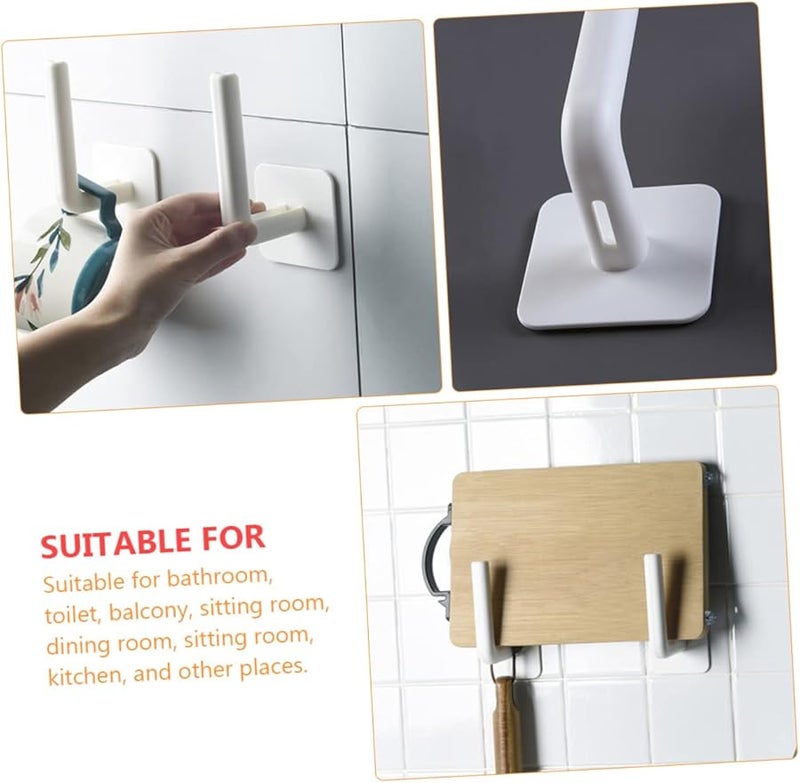 White Self Adhesive Wall Hooks 10pcs No Drill Hangers for Kitchen Bathroom Towels - Image 2