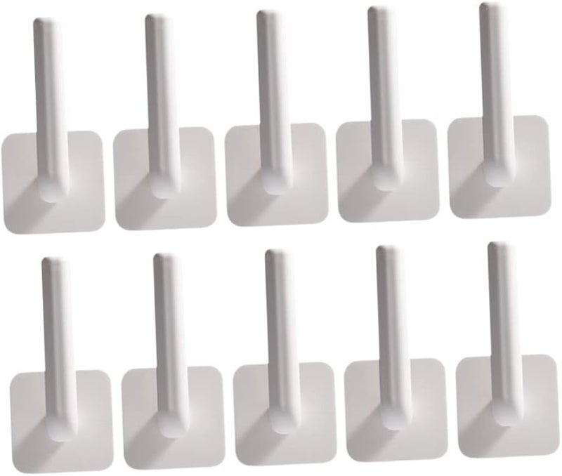 White Self Adhesive Wall Hooks 10pcs No Drill Hangers for Kitchen Bathroom Towels - Image 1