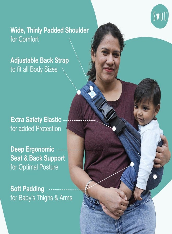 SOULSLINGS حاملة أطفال سولسلينغز إمبو ذات مشبك للخصر - قطن 100% - قماش دينم | حاملة أطفال | حاملة أطفال خفيفة الوزن | قابلة للتعديل من 6 إلى 30 شهرًا (حتى 20 كجم) - Image 5