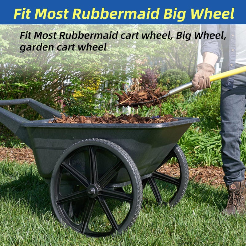 GICOOL 20" Flat Free Tire and Wheel, with 3/4" & 5/8" Bearing, 2.45" Centered Hub, Replacement Wheel For Rubbermaid Wheelbarrow, Garden Yard Cart, 2 Pcs - Image 3