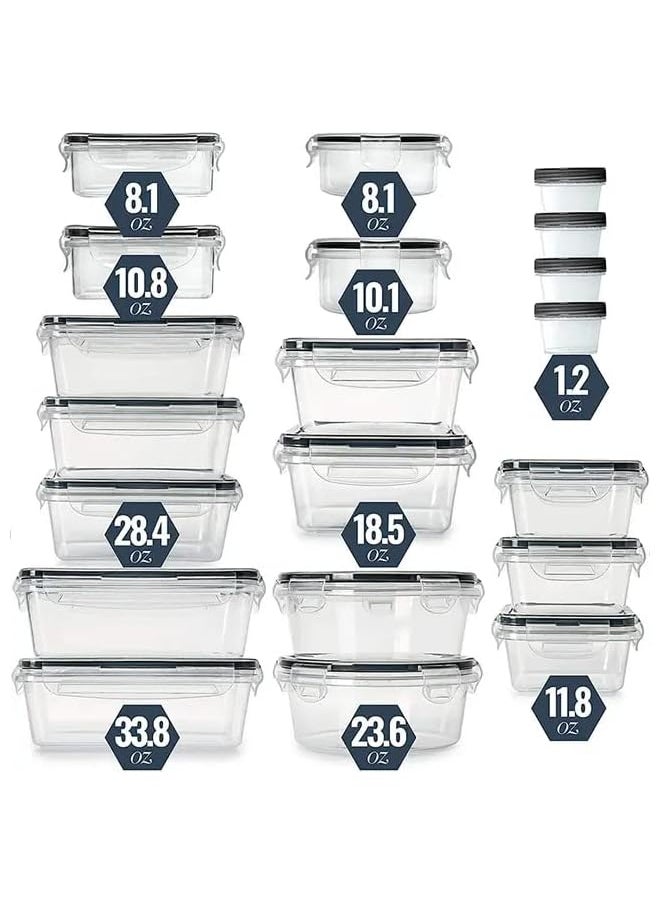 PROMASS - 26-Pack Plastic Food Storage Container Set with airtight Lid | 100% Leakproof Plastic Meal-Prep Containers Reusable tupperware | Includes Labels & Pen - Image 1