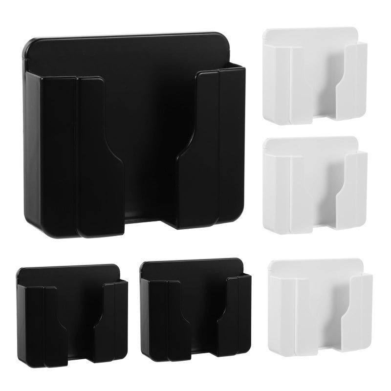 Wall Mount Phone Charger Holder with Adhesive and Cable Slot 6pcs White and Black - Image 2