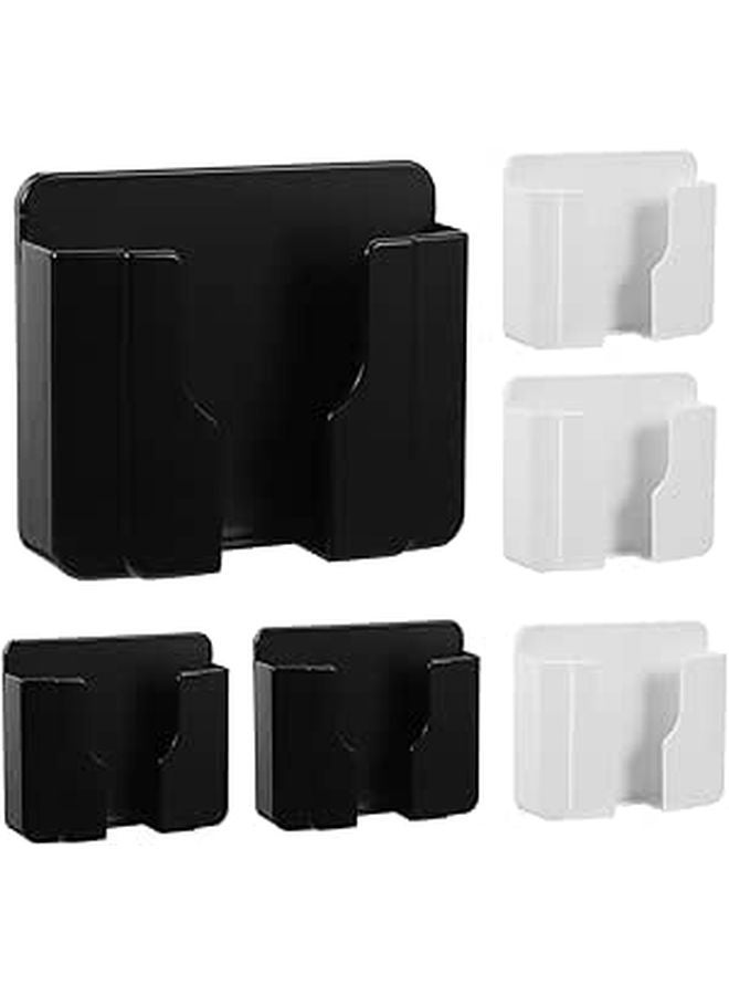 Wall Mount Phone Charger Holder with Adhesive and Cable Slot 6pcs White and Black - Image 1