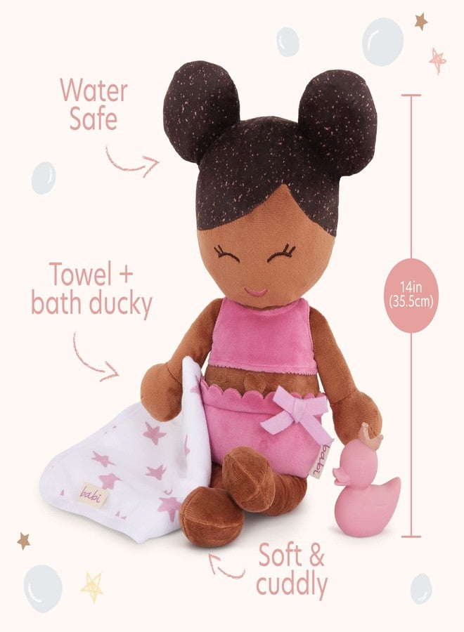 LullaBaby Babi – 14-Inch Bath Doll – Deep Tone & Removable Clothes – Water Toys – Towel & Bath Ducky – 2 Years + – Bath Doll (Deep Tone) - Image 2