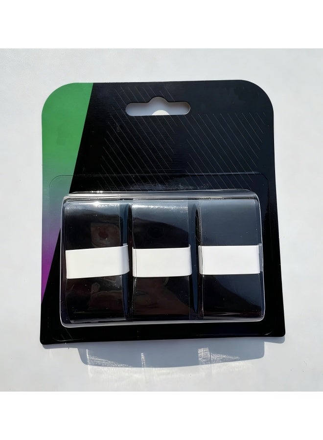 كيو السلع الرياضية رقيق التنس على الإمساك متين للغاية مع ملمس ناعم، للتنس والاستخدامات الأخرى، الأسود - Image 1