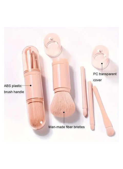 4-in-1 Retractable Makeup Brush Set - Perfect For Foundation, Powder, Eye Shadows, And Travel - Ideal Gift