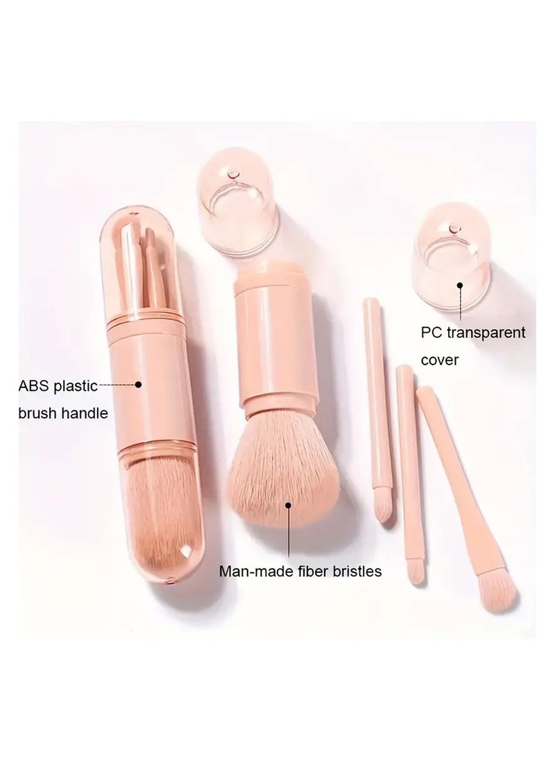 4-in-1 Retractable Makeup Brush Set - Perfect For Foundation, Powder, Eye Shadows, And Travel - Ideal Gift