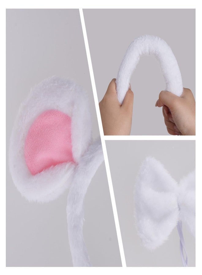 Jmkcoz White Mouse Costume Set Mouse Ears Headband and Tail Bow Tie Fancy Dress Accessories for Women Halloween Cosplay Party - Image 4