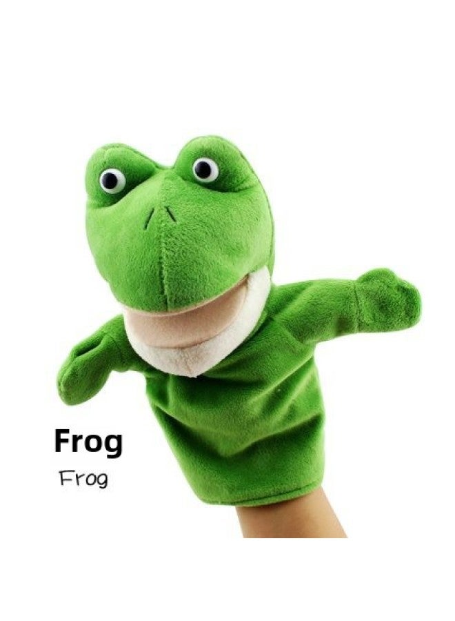 Novel Cartoon Animal Hand Puppets Moving Mouth Parent-Child Toys Various Styles Direct Supply Soft Short Plush Material-Color:Frog-Height:25cm - Image 1