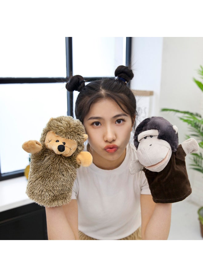 Novel Cartoon Animal Hand Puppets Moving Mouth Parent-Child Toys Various Styles Direct Supply Soft Short Plush Material-Color:Frog-Height:25cm - Image 3