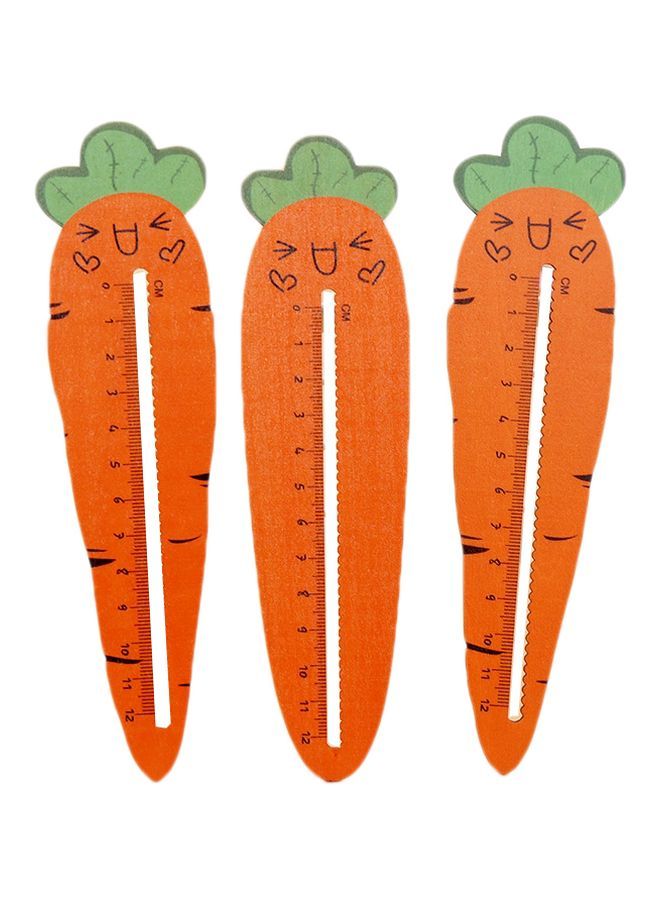 NIBEMINENT Pack Of 3 Carrot Shaped Straight Ruler Orange  - Image 1