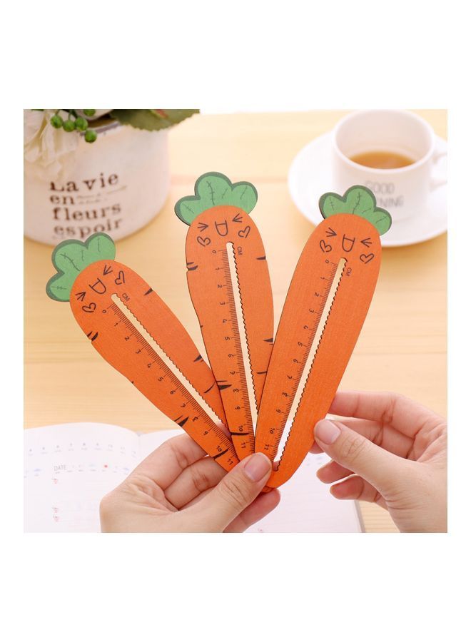 NIBEMINENT Pack Of 3 Carrot Shaped Straight Ruler Orange  - Image 4
