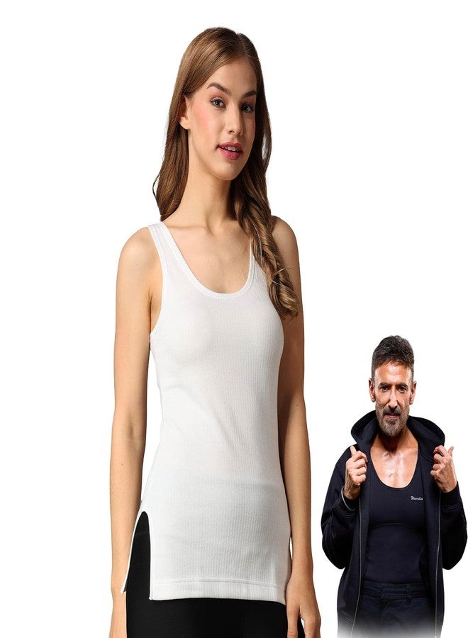 Wearslim® Premium Cotton Quilted Thermal Scoop Neck Camisole, Ultra Soft Sleeveless Underwear Tank Top for Women - White (L) - Image 1
