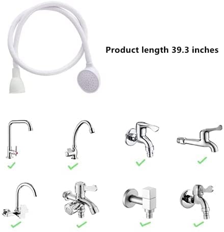 Pet Monastry Portable Sink Hose Faucet Sprayer Pet Faucet Sprayer Shampoo Sprayer Suitable for Washing Hair Washing Pets and Cleaning Tub White Size 39 Inch - Image 4