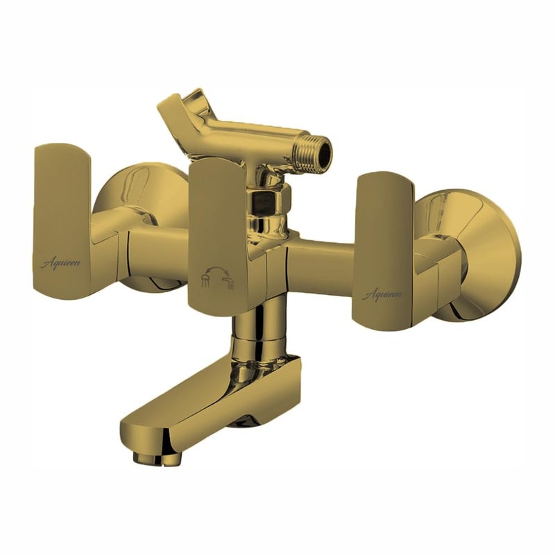 Aquieen Aquieen Clutch Wall Mixer with Provision for Overhead Shower with LBend Connecting Legs Gold - Image 2