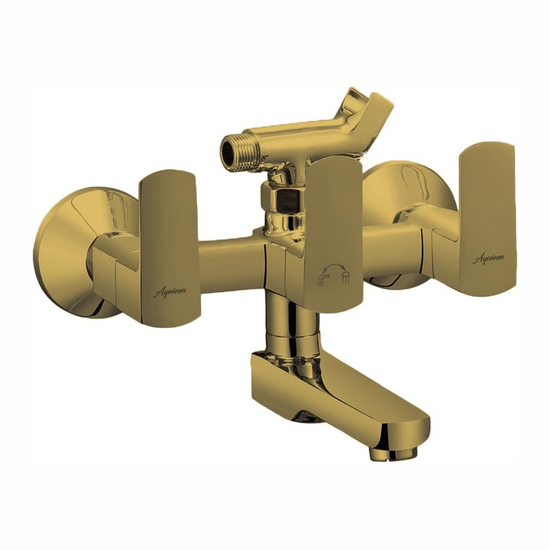Aquieen Aquieen Clutch Wall Mixer with Provision for Overhead Shower with LBend Connecting Legs Gold - Image 3