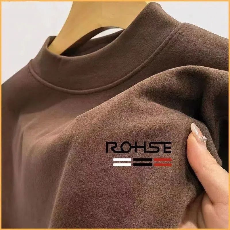 Double-Sided Thermal Base Layer Shirt, Large Size, Thickened, Men'S Sweatshirt, Long-Sleeved T-Shirt, High-Neck, Warm Base Layer Shirt For - Image 4