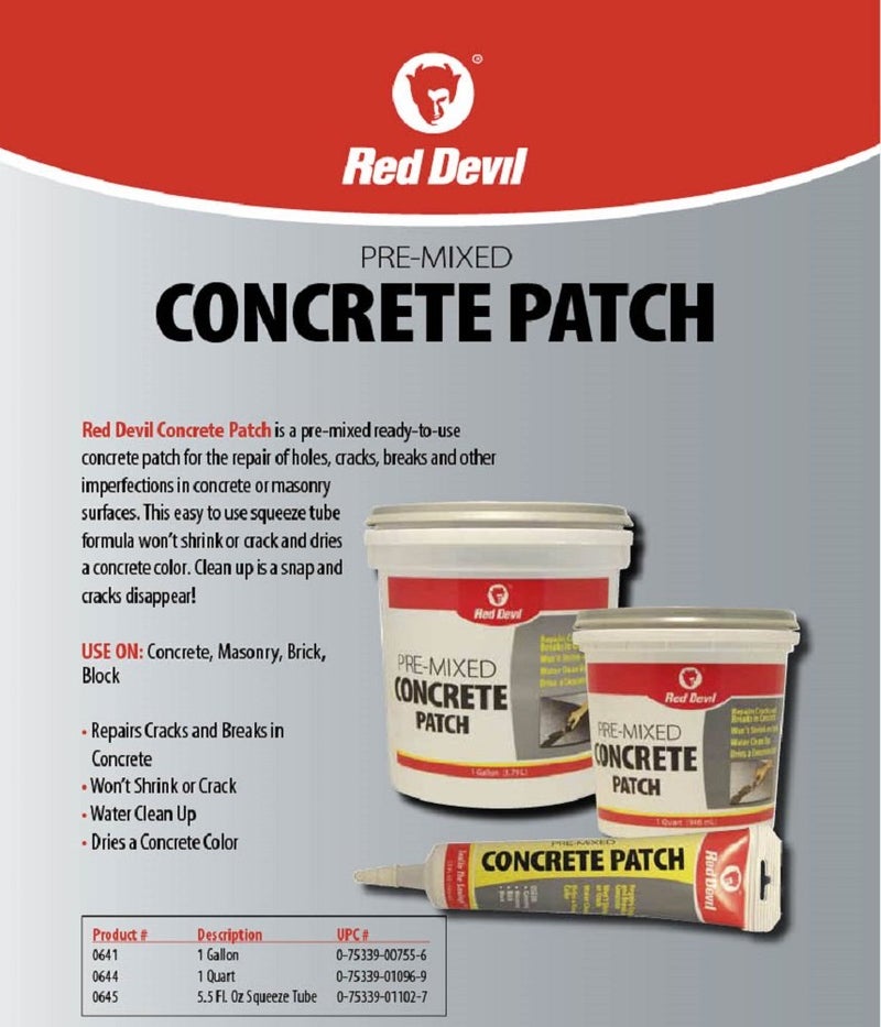 Red Devil Pre-Mixed Concrete Patch - 1 Quart, Gray - Image 2