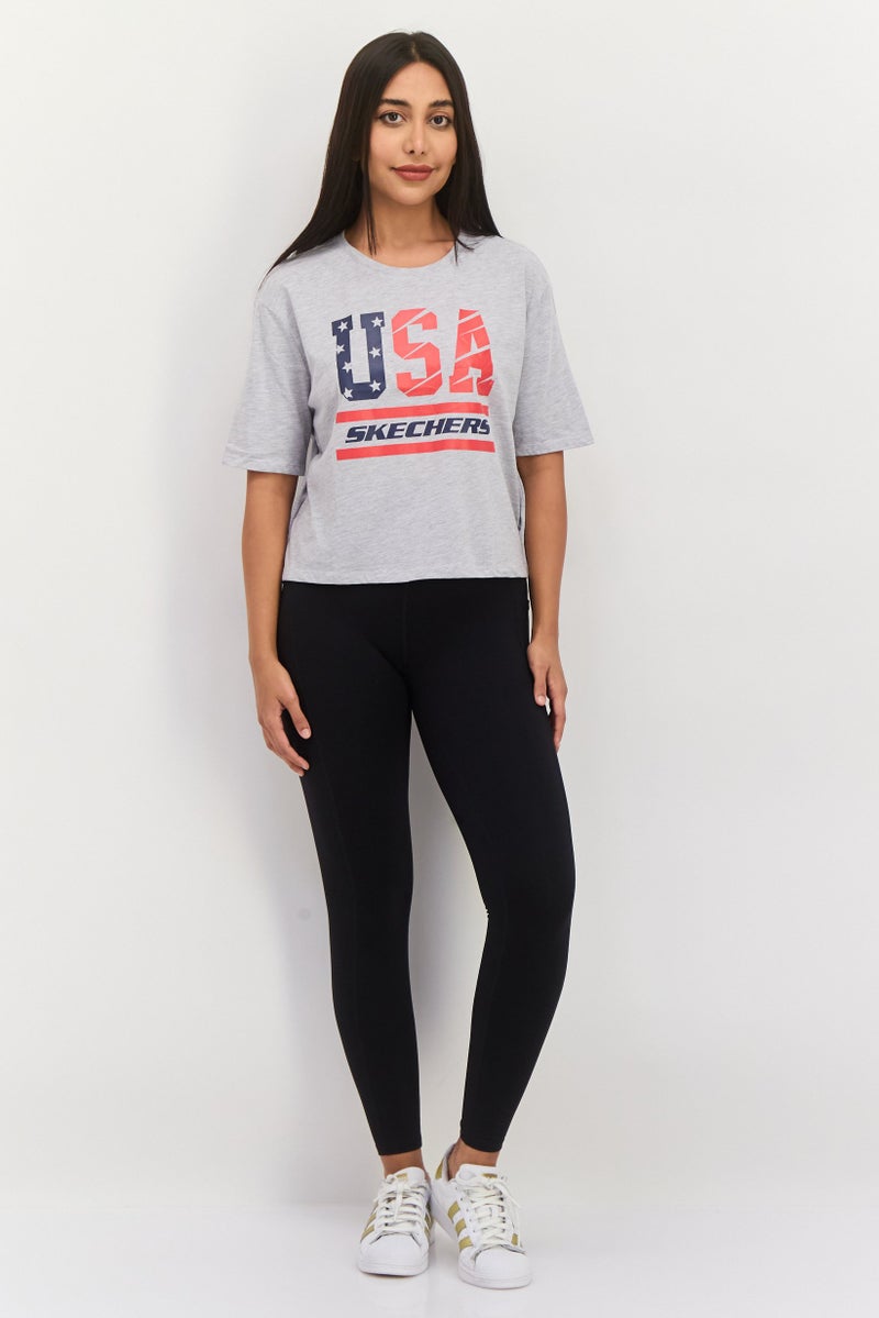 SKECHERS Women Sportswear Fit Short Sleeve Outdoor Top, Grey Combo - Image 4