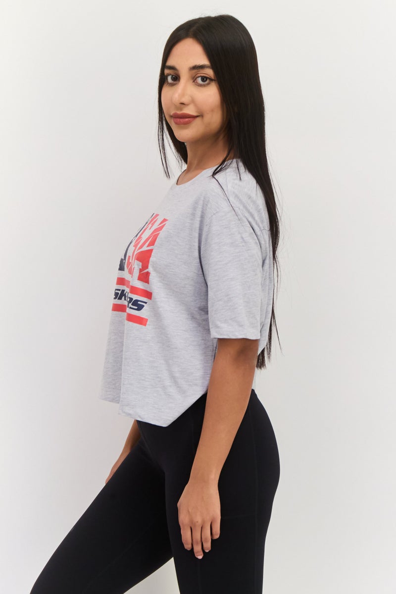 SKECHERS Women Sportswear Fit Short Sleeve Outdoor Top, Grey Combo - Image 2