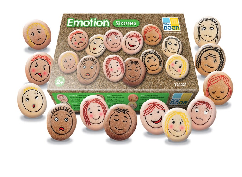 Yellow Door YD-21 Emotion Stones with Faces Showing Common Emotions, Set of 12, Kindergarten Grade to 3 Grade, 5" H, 3" L, 3" W - Image 3