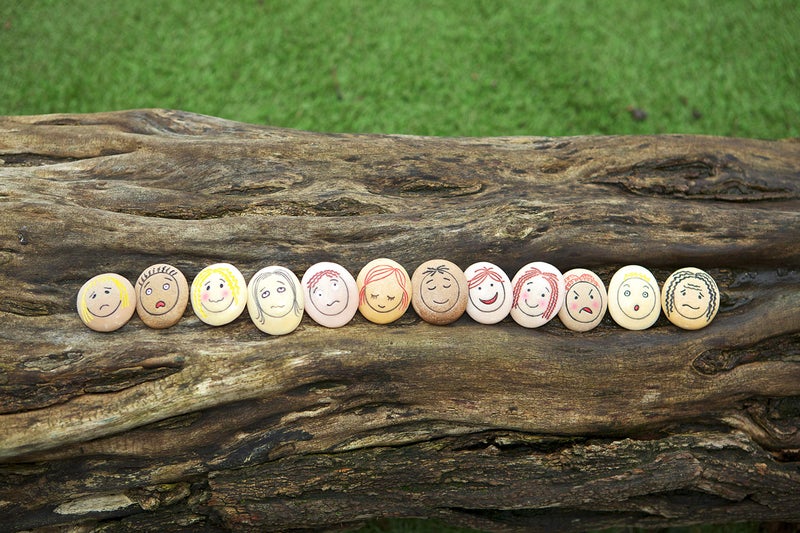 Yellow Door YD-21 Emotion Stones with Faces Showing Common Emotions, Set of 12, Kindergarten Grade to 3 Grade, 5" H, 3" L, 3" W - Image 2