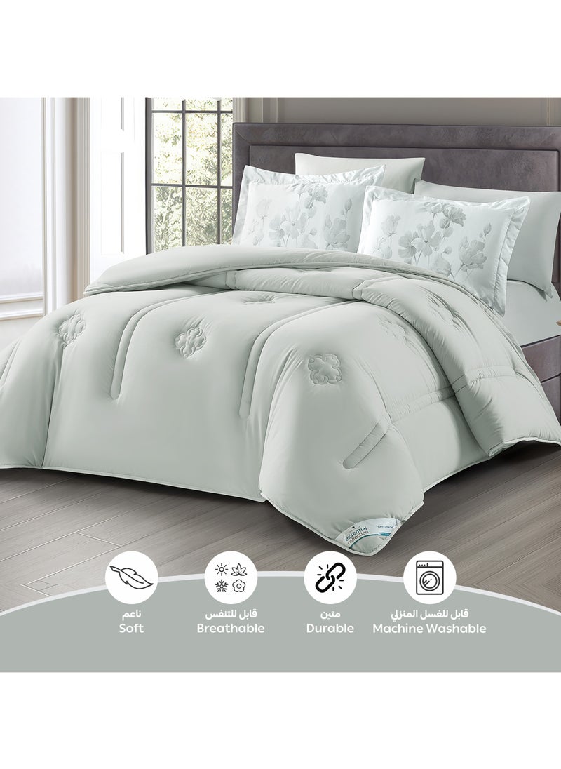 Bedding Comforter Set, King Size Fits 200x200 cm - 6-Pcs Digital Print Quilted Bed Set, Microfiber Fabric - 1 Comforter, 1 Fitted Sheet, 2 Pillow Shams, 2 Pillowcases