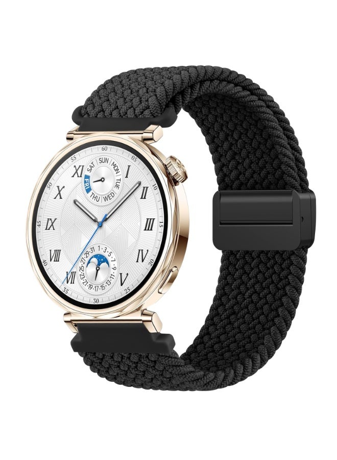 ChicVibe Nylon Watch Straps for Huawei Watch GT6/GT5/GT4 41mm Strap,18mm Elastic Adjustable Stretchy Braided Sport Bands for Huawei Watch GT6/GT5/GT4 41mm / GT 5 pro 42mm, Black - Image 1