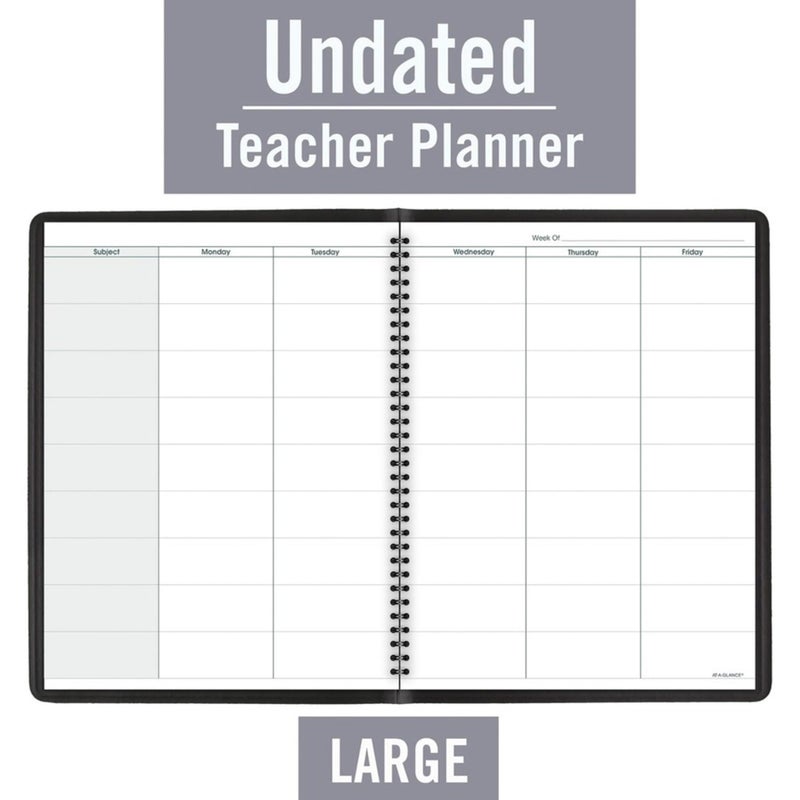 at-A-Glance Teacher Planner, 8-1/4" x 10-7/8", Undated Weekly & Daily Planner, Academic Lesson Plan Book for Family Homeschool Supplies, Agenda with Twin-Wire Binding, Black Leather (8015505) - Image 4