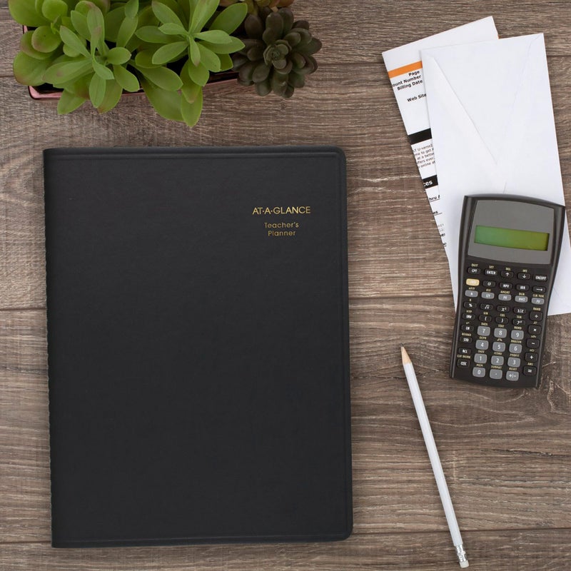 at-A-Glance Teacher Planner, 8-1/4" x 10-7/8", Undated Weekly & Daily Planner, Academic Lesson Plan Book for Family Homeschool Supplies, Agenda with Twin-Wire Binding, Black Leather (8015505) - Image 3
