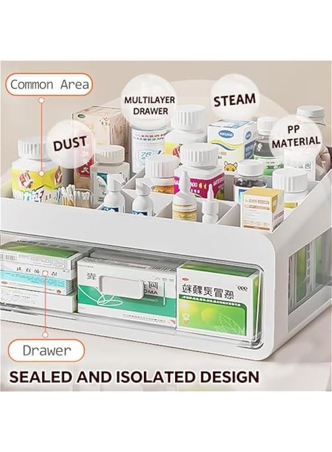 Makeup Organizer with 1 Drawers Plastic Storage for Vanity Cosmetic Display Cases Large Capacity Bathroom Countertop Plastic Storage for Skin Care Products(Extra Large 2 layers)  - Image 5