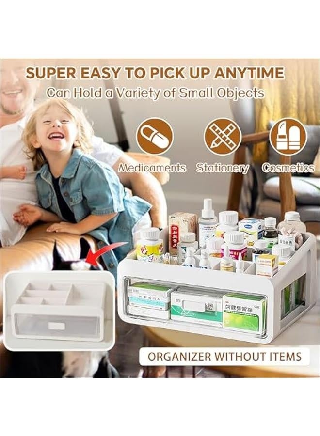 Makeup Organizer with 1 Drawers Plastic Storage for Vanity Cosmetic Display Cases Large Capacity Bathroom Countertop Plastic Storage for Skin Care Products(Extra Large 2 layers)  - Image 2