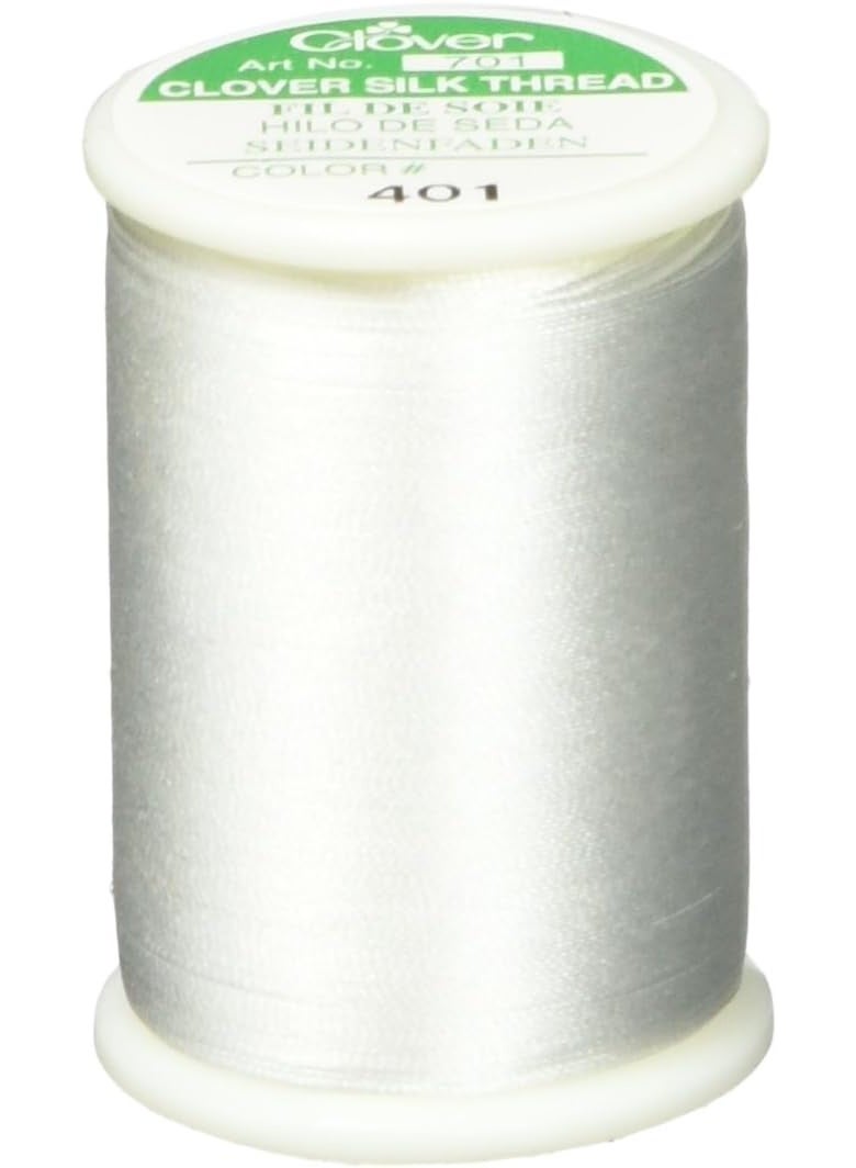 Clover 701CV-401 50 WT Silk Thread, 109 yd, White - Image 1