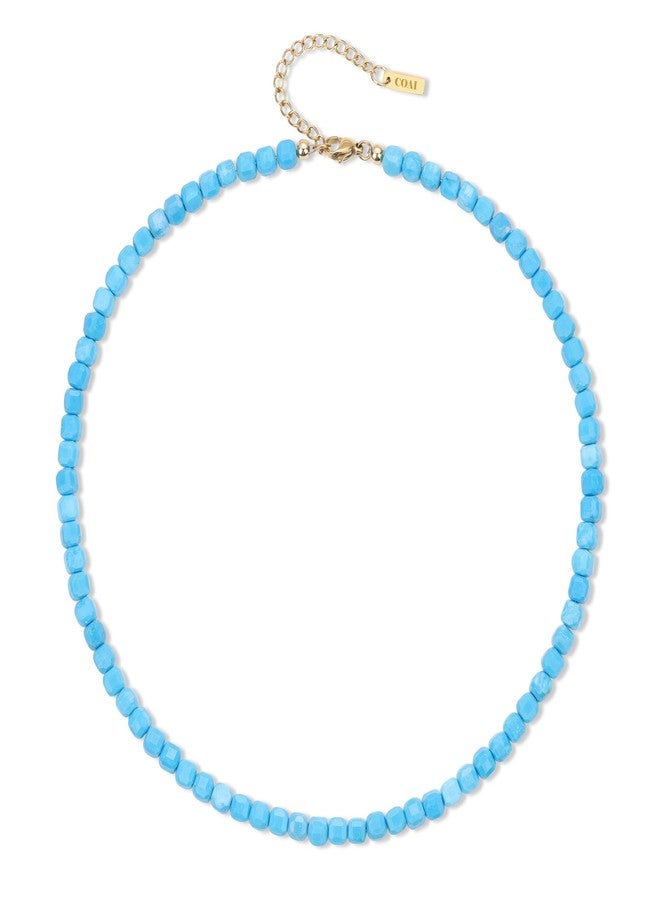 COAI Simple Beaded Necklace, Healing Crystal Necklace for Women, 16+2", Stone, synthetic-turquoise - Image 1
