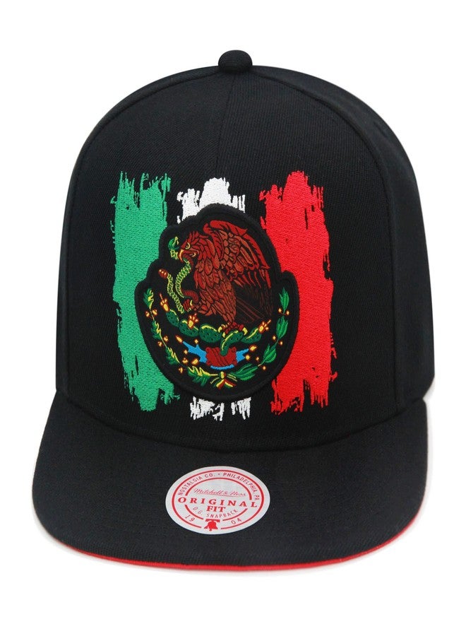 Mitchell & Ness Branded Eagle Snapback Hat Adjustable Cap - Black/Mexican Flag - Image 1